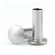 20 Pcs 304 Stainless Steel Flat Round Head Semi-Hollow Shank Rivets M6x12mm