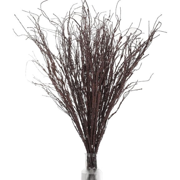 20 Pcs 35.4'' Tree Branches for Spring Decoration Curly Willow Branches Twigs for Vases Tree Gifts Floral Dried Bendable Artificial Twigs for Decorative Sticks(Dark Brown)