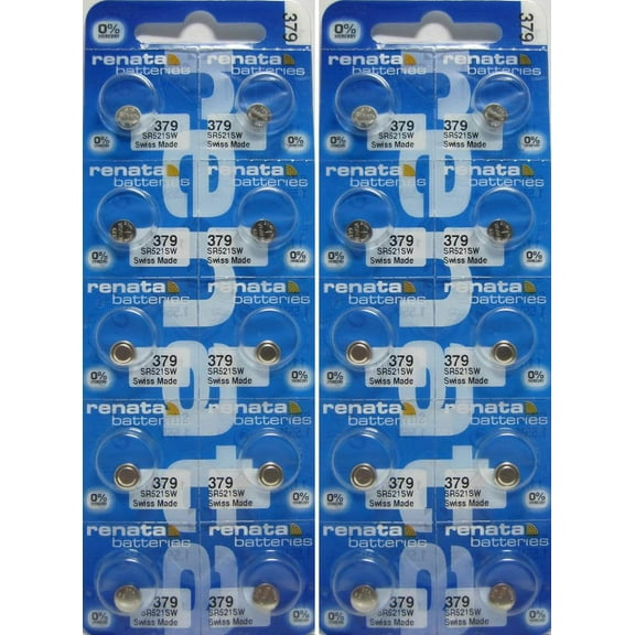20 Pcs 379 Renata Silver Oxide 0% Mercury Electronic Batteries SR521SW