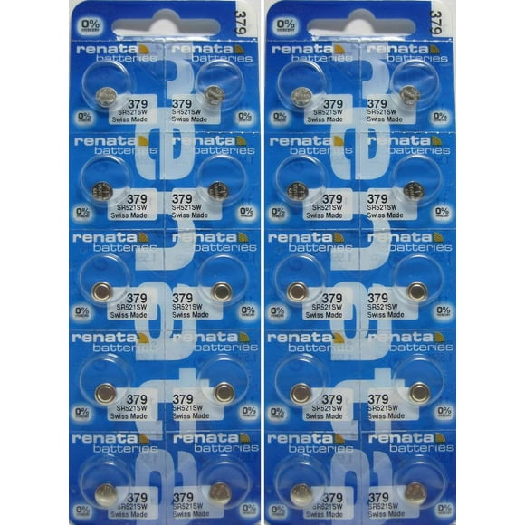 20 Pcs 379 Renata Silver Oxide 0% Mercury Electronic Batteries SR521SW