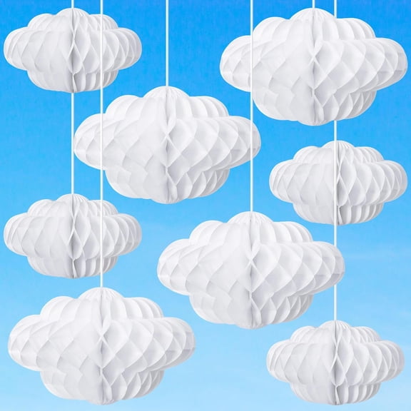 20 Pcs 3D Cloud Decorations Hanging Honeycomb Decor Artificial Cloud Ornaments for Ceiling Art Wedding Birthday Nursery Room Baby Shower Party Decorations (Medium,Classical Style)