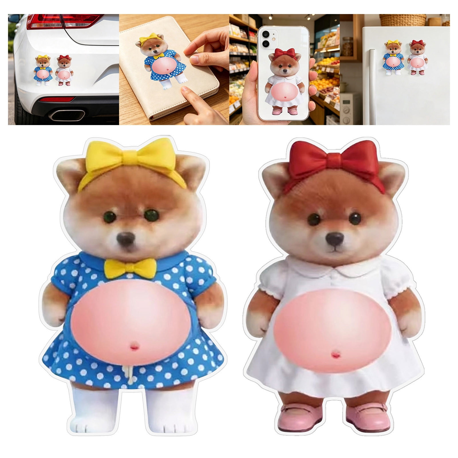 20 Pcs 3D Shiba Inu Dog Belly Stickers, Super Soft Silicone Anti-Collision Stickers, Cute Dog Belly Sticker as Car Door Protector, Table Edge Protector & Cute Decor Sticker for Home and Car
