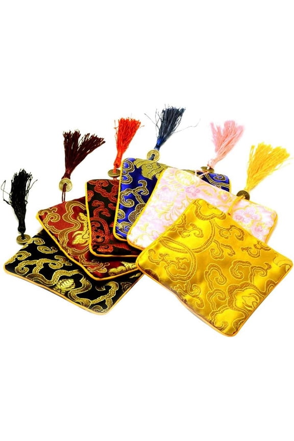 20 Pcs 4.7x4.7 Inch Mixed Color Silk Brocade Jewelry Pouch Bag Drawstring Coin Purse Gift Bags Favor Bags for DIY