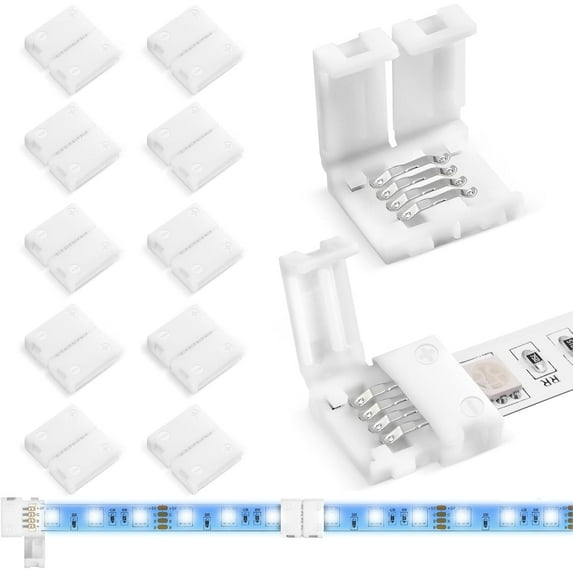 20 Pcs 4 Pin LED Connectors,8mm LED Strip Connectors Solderless LED Strip Connectors Extension Adapter for 5050 LED Strip,Topboutique