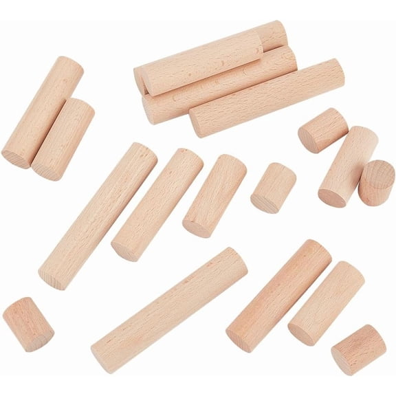 20 Pcs 4 Sizes Wooden Craft Blocks Cylinders 2mm Diameter Unfinished Round Sticks Beech Wood Building Carving for DIY Crafts Painting Home and Garden Decoration WOOD-NB0002-16B-US6 for DIY Peru