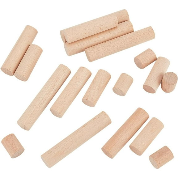 20 Pcs 4 Sizes Wooden Craft Blocks Cylinders 2mm Diameter Unfinished Round Sticks Beech Wood Building Carving