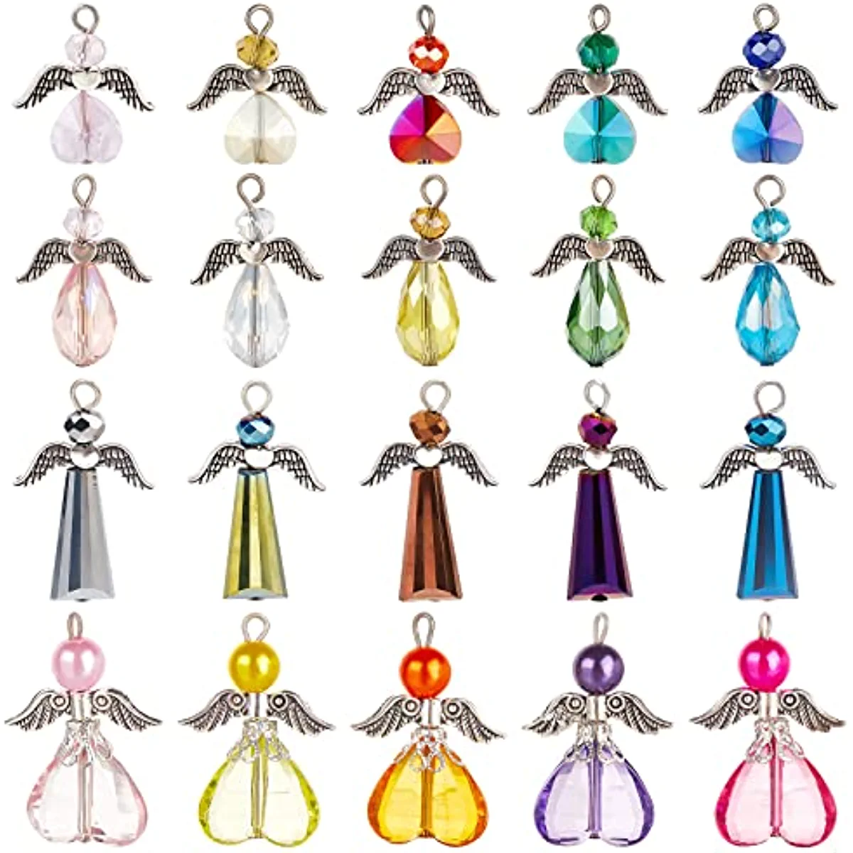 Vokoko 40 Pcs Retro Nordic Angel Bead Charms - Silver Star & Moon Pendants For Jewelry Making