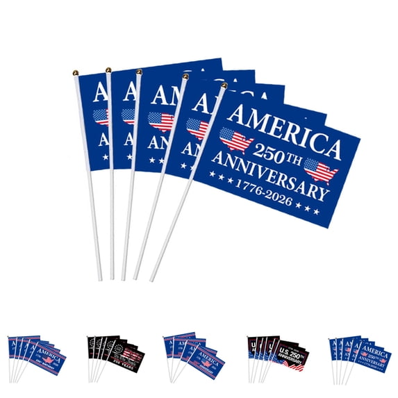 20 Pcs 5.5x8.2 Inch Small Mini American Flags, 250th Anniversary USA Flag Patriotic Decor for America Celebrations, 4th of July Parades, National Holiday Events & Party Favors