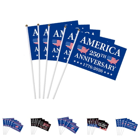 20 Pcs 5.5x8.2 Inch Small Mini American Flags, 250th Anniversary USA Flag Patriotic Decor for America Celebrations, 4th of July Parades, National Holiday Events & Party Favors