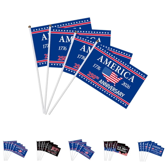 20 Pcs 5.5x8.2 Inch Small Mini American Flags, 250th Anniversary USA Flag Patriotic Decor for America Celebrations, 4th of July Parades, National Holiday Events & Party Favors