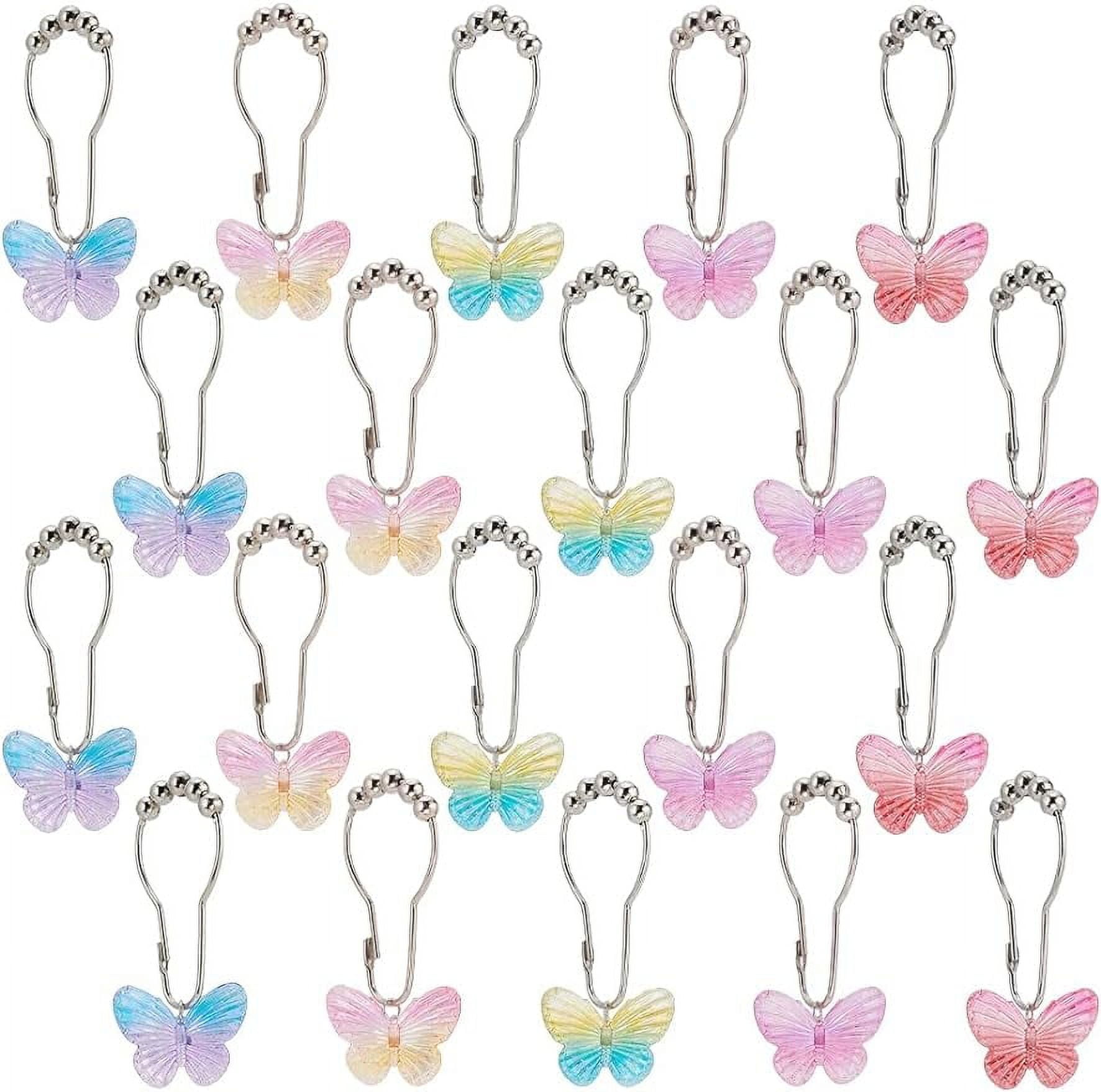 20 Pcs 5 Colors Butterfly Shower Curtain Hooks Iron Decorative Shower