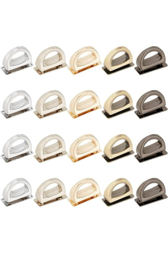 20 Pcs 5 Colors Purse Suspension Clasps Alloy Bag Connectors with D Ring Bag Connector Anchor Buckles Side Clip Bag Buckle for DIY Leather Accessories Bag Strap Hardware