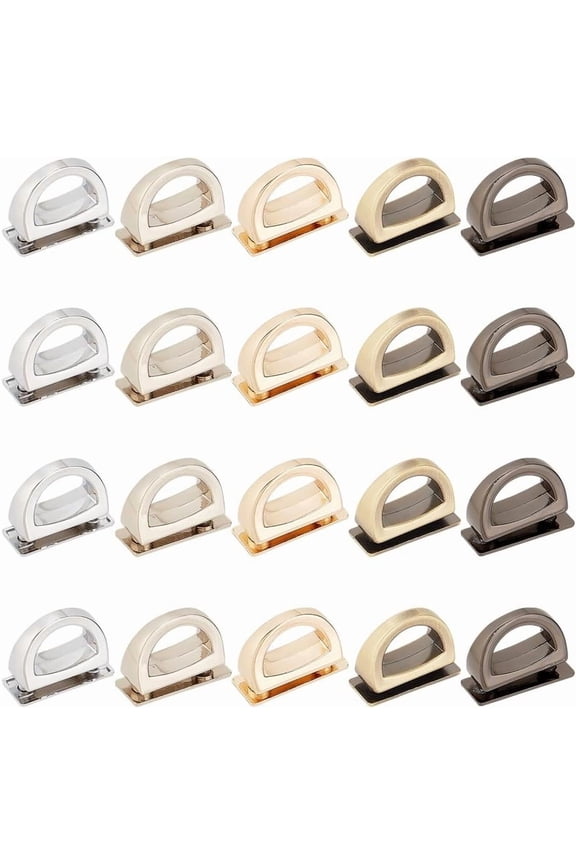 20 Pcs 5 Colors Purse Suspension Clasps Alloy Bag Connectors with D Ring Bag Connector Anchor Buckles Side Clip Bag Buckle for DIY Leather Accessories Bag Strap Hardware