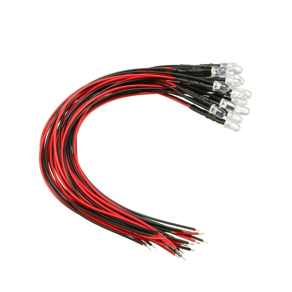 20 Pcs 5mm Pre-Wired Diffused LED Diodes Light 20mA DC 9-12V Red