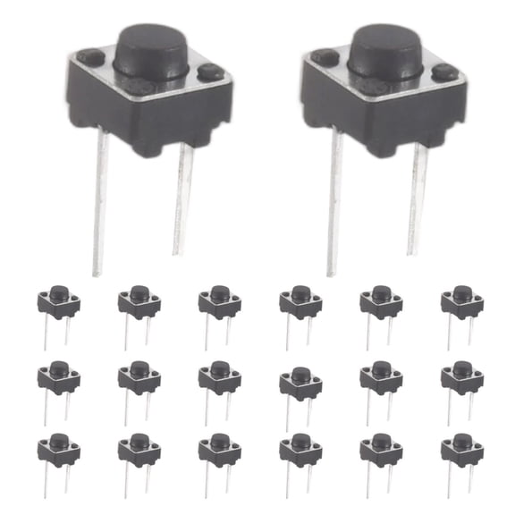 20 Pcs 6x6x5mm Tactile Push Button Switches, 2Pin DIP Momentary Tact Switch for Electronic Circuit DIY