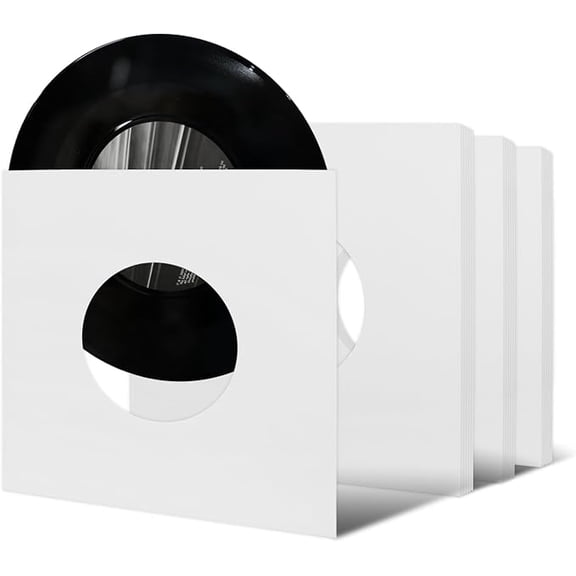 20 Pcs 7 Inch Vinyl Record Paper Jackets, Anti-Static Record Sleeve Covers, Acid-Free White Paper Vinyl Sleeves for 45 RPM Singles (Style A)