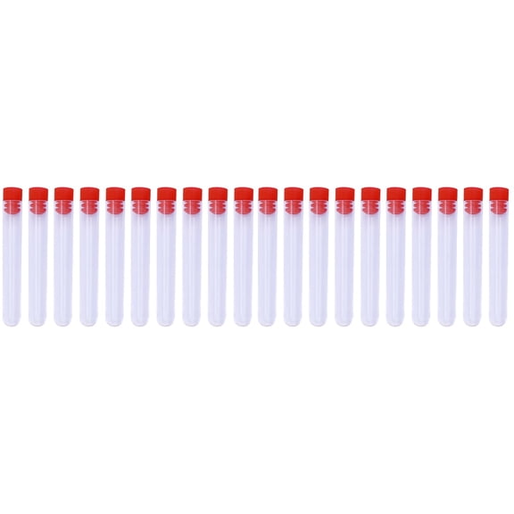 20 Pcs 8.5 x 1.3CM Transparent Plastic Storage Bottles Needles Storage Barrels Tube DIY Beads Clear Containers Needles Organizers with Red Plug