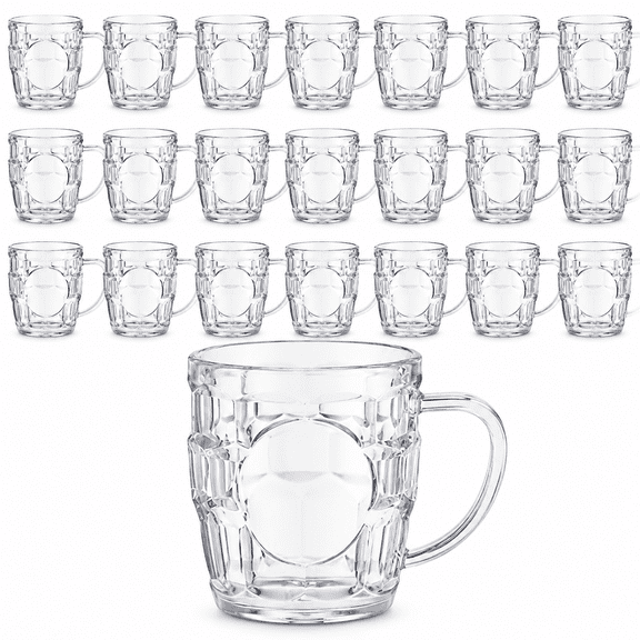 20 Pcs 8 oz Plastic Beer Mugs with Handle, PC Material