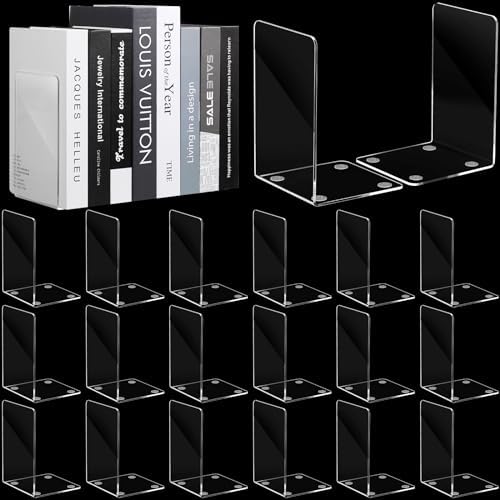 20 Pcs Acrylic Book Ends Clear Acrylic Bookends with Silicone Pad Non ...