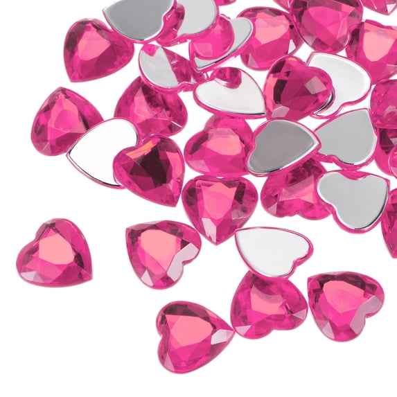 Uxcell 20Pcs Acrylic Flat Back Rhinestones 20mm/0.8 inch Heart Artificial Gemstone for Crafts Jewelry Making Peach Red