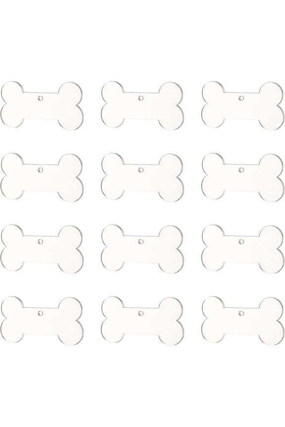 20 Pcs Acrylic Pendants Transparent Blank Bone Shape Tags Pendants Charms for DIY Keychains Bag Tags Gift Tags Christmas Ornaments Clear