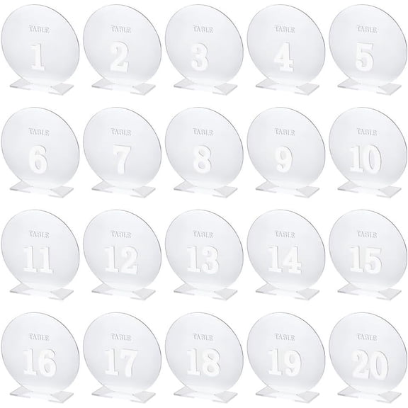 20 Pcs Acrylic Table Numbers 1~20 Silver Mirror Wedding Table Numbers with Stands Mirror Signage Board Number Sign Silver Table