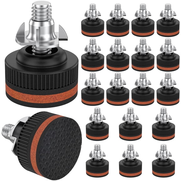 20 Pcs Adjustable Furniture Leveler 3/8 in Nut Heavy Leveling Feet with Rubber Pad Leg Levelers with 1/4 in Screw for Table Chair Sofa Cabinet Workbench Desk