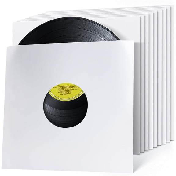 20 Pcs Album Protector Covers for Album Vinyl Records,Tutuviw 7" LP Record Jackets for Collections Storage,Cardboard Vinyl Record Sleeves with Hole, Vinyl Record Inner Sleeves, White