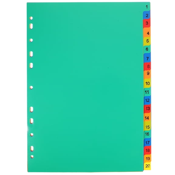 20 Pcs Filing Cabinet Dividers Notebooks A4 Separated Loose Leaf