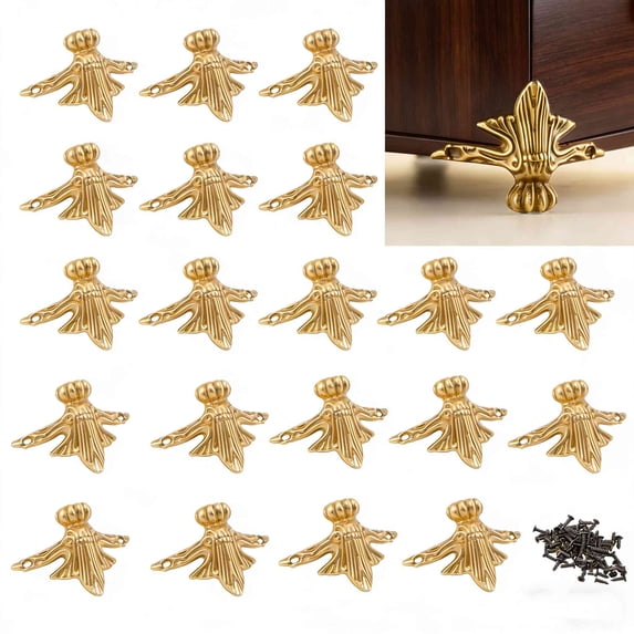 20 Pcs Antique Brass Box Legs, Wood Case Jewelry Chest Storage Box Feet Corner Protector Decorative (Gold, Style 1)