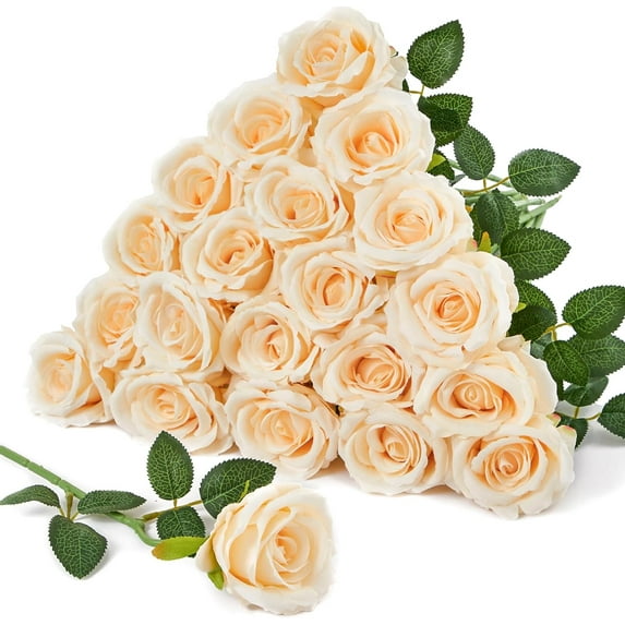 20 Pcs Artificial Black Roses, 4'' Big Flower Head, Velvet Real Touch Silk Roses, Lifelike Bouquet Long Stems Roses for Halloween Decor, Vintage Weddings and Modern Home Decor