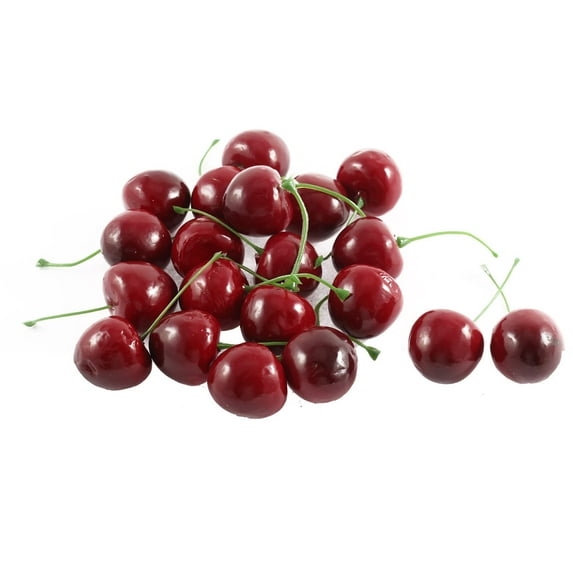 Unique Bargains 20Pcs Artificial Fake Plastic Cherry Party Table Fruit Food Ornament Red Green