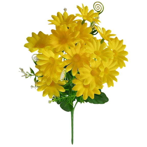 20 Pcs Artificial Flowers for Outdoors Decoration Fake Silk Flowers Uv Resistant Faux Plants Artificial Daisy Eucalyptus for Spring Summer Garden Yard Porch Window Home Decor, Yellow Harlik