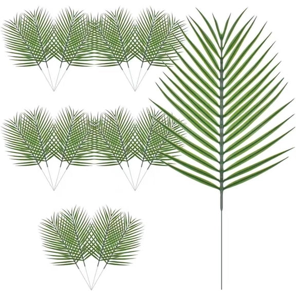 20 Pcs Artificial Palm Leaves with Stems, Faux Tropical Plant and Safari Leaves, Realistic Greenery for Beach Parties, Wedding and Home Decor
