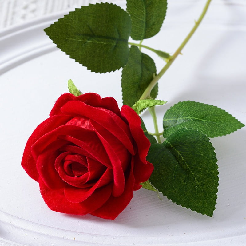 20 Pcs Artificial Velvet Silk Rose Flower Bouquet Real Looking Fake