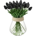 thumbnail image 1 of 20 Pcs Artificial black Tulips Flowers Faux Tulip Stems PU Real Touch Tulips for Easter Spring Wreath Floral Arrangement Centerpiece Wedding Bouquets Baby Shower Decoration, 1 of 4