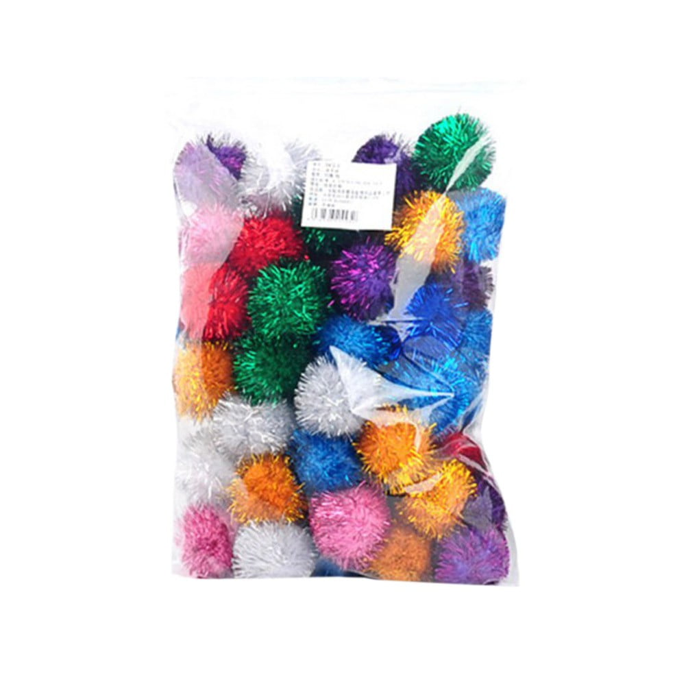 20 Pcs Assorted Color Flash Ball Cat's Favorite Toy Ball Tinsel Pom