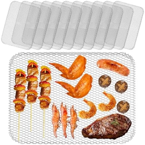 20 Pcs BBQ Grill Mesh, 15.3" x 11.8" Non-Stick Grill Topper for Outdoor Grill, Disposable Grill Topper, Aluminum Grilling Liners for Charcoal Grills Grill Broiler Pans, Grid Mesh for BBQ