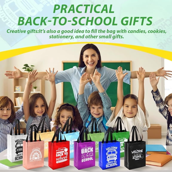 20 Pcs Back to School Reusable Gift Tote Bags with Handles - & Stylish Classroom Party Supplies