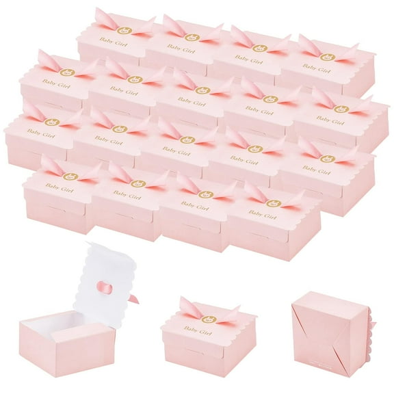 20 Pcs Baptism Favor Boxes Wedding Candy Box Gift Packaging Box Cardboard Paper Boxes with 20 Pcs Ribbons for Baptism Wedding Newborn Party Favor 4x3.5