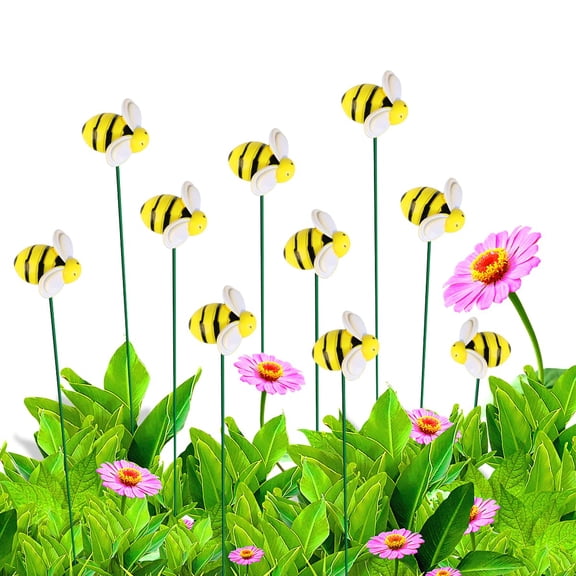 20 Pcs Bee Garden Stakes Decor, Metal Plant Garden Decor Yard Art, Cute Bee Design Decorative Garden Stakes for Garden Lawn Corridor Plant Pot, Flower Bed Decor, Yellow