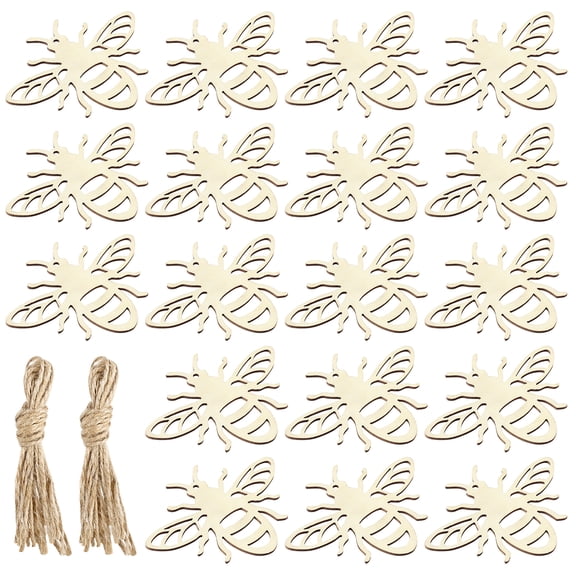 20 Pieces Unfinished Wood Bees for Crafts, Wall Art, Beeswax , Natural Khaki Color, Decoration Supplies