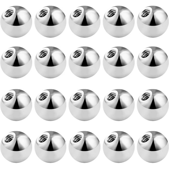 20 Pcs Belly Bar Balls,Silver Stainless Piercing Belly Button Tongue Bars Balls Replacement,Industrial Nipple