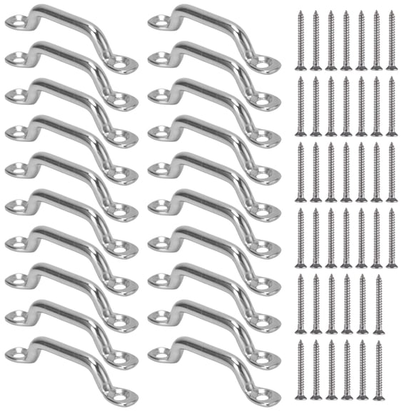 20 Pcs Bimini Top Strap Footman Loops, 3" 304 Stainless Steel Pad Eyes, Marine Hardware Tie Down with Screws, Ideal for Kayak Boat Rigging, Boat Cover, Silver