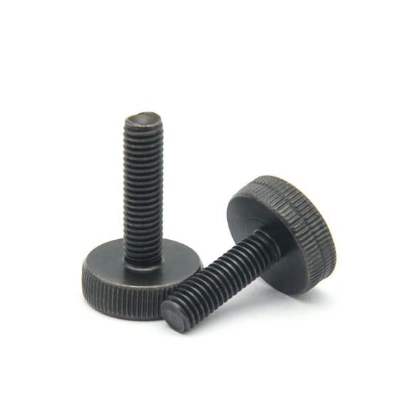 20 Pcs Black Flat Head Knurled Hand-Tight Adjustment Screws M4x12mm.