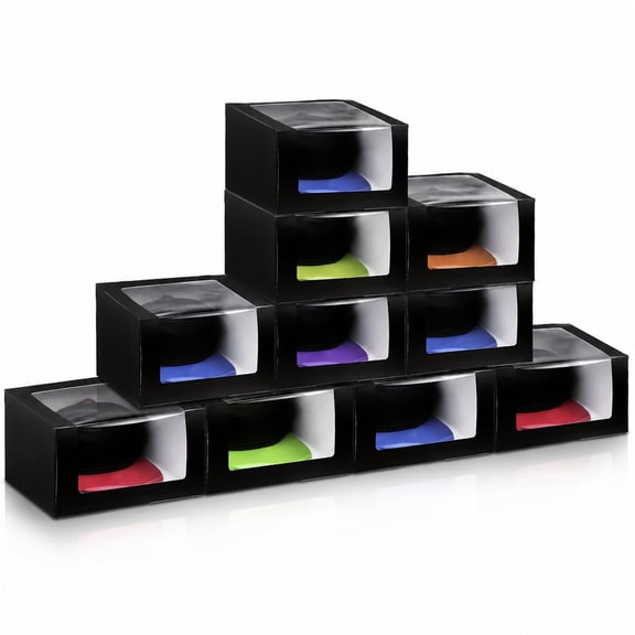 20 Pcs Black Hat Boxes with Clear Windows, Stackable Design, 8.1 X 8.1 X 5.1 Inches, Multipurpose Hat Storage Box for Hat Display and Hat Organizer Box