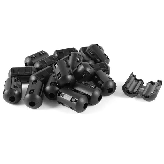 20 Pcs Black UF50B 6mm Dia Cord Ferrite Core Noise Filter