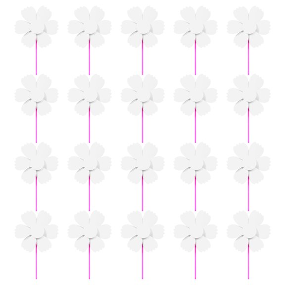 20 Pcs Blank DIY Pinwheel Unfinished Paper Craft Pinwheel Kit with Plastic Rod Creative Hand Painted Windmill for Painting and Drawing Home Activity