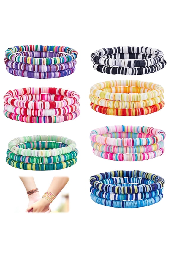 20 Pcs Bohemian Stretch Bracelets, Multicolor Clay Bead Jewelry for Women, Stackable Friendship Bracelets