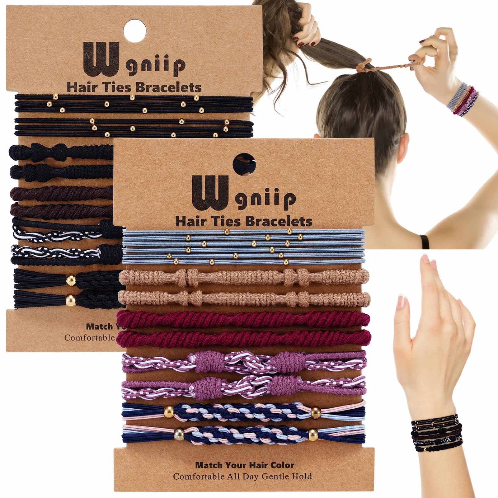 By Lilla Zodiac Bracelet Hair Ties - Handmade No-Damage Elastic Hair Bracelets For Women (Gemini Design)